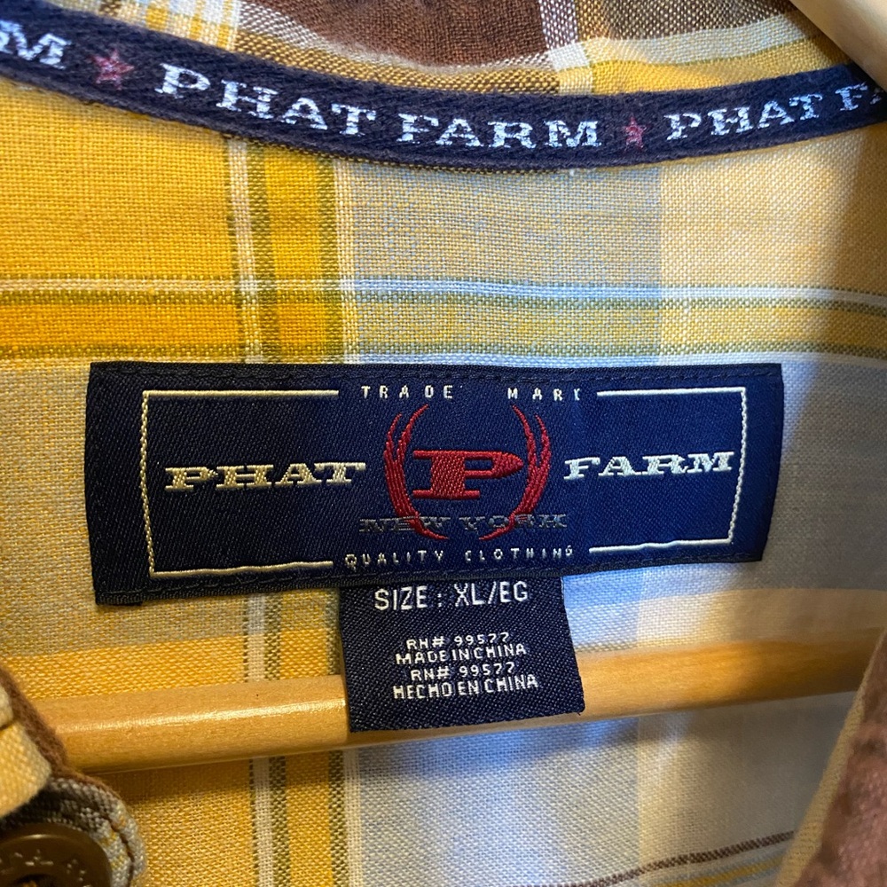 Phat Farm Blue, Yellow, and Brown Plaid Shirt - Picture 6 of 11